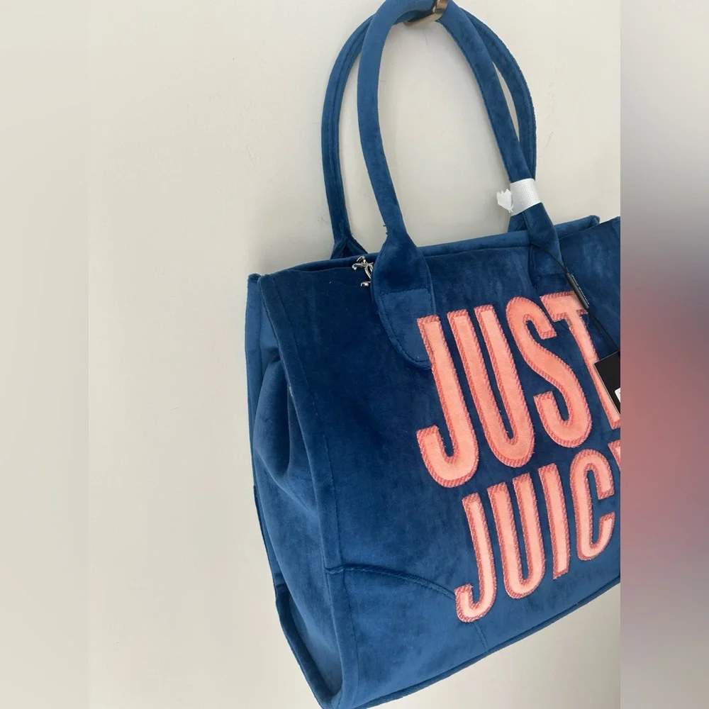 Blue and pink Just Juicy velour tote Bag